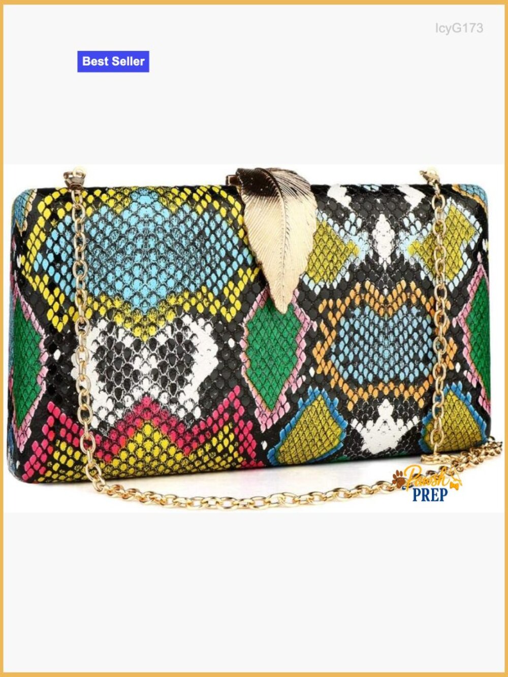 Multicolor Snakeskin Clutch Evening Bag Box Purse Party Wedding Handbag